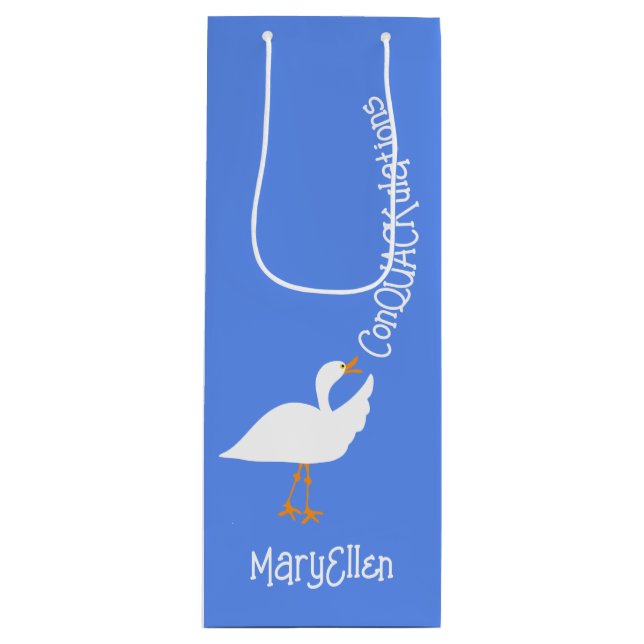 Herzlichen Glückwunsch Custom Blue Duck Wine Bag Geschenktüte Für Weinflaschen (Vorderseite)