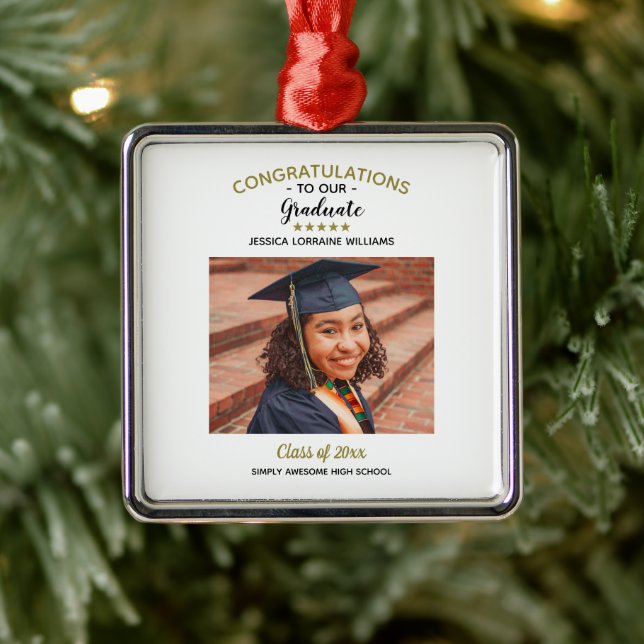 Herzlichen Glückwunsch Custom Foto Graduate Abschl Ornament Aus Metall (Baum)