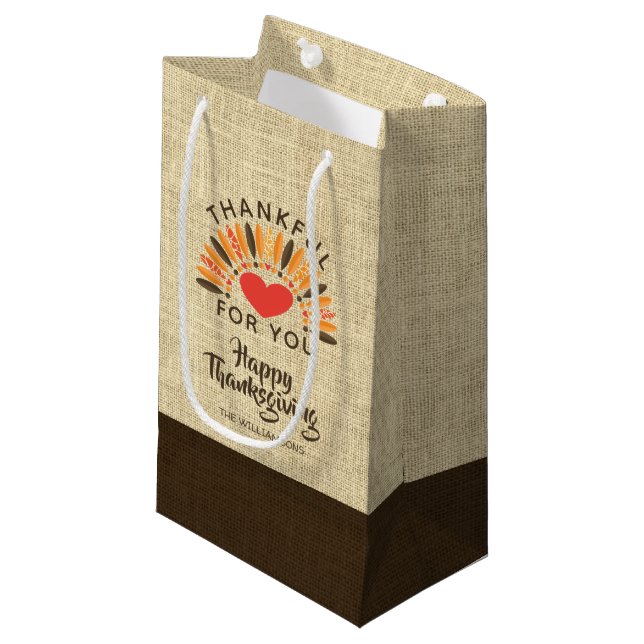 Herzlichen Glückwunsch DANKFUL für EUCH Burlap Kleine Geschenktüte (Vorderseite Schrägansicht)