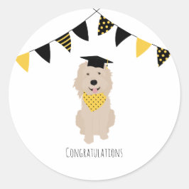 Herzlichen Glückwunsch Doodle Dog Graduation Cap Runder Aufkleber