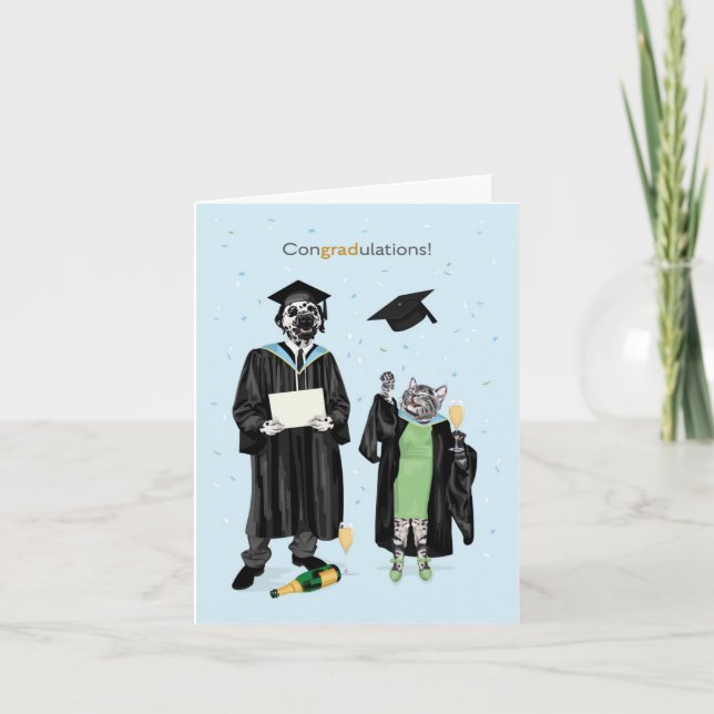 Herzlichen Glückwunsch Dotty Hund und Kitty feiern Karte (Vorderseite)