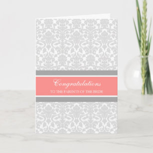Herzlichen Glückwunsch Eltern der Bride Coral Gray Karte
