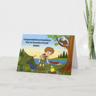 Herzlichen Glückwunsch Enkel, Stolz Pfadfinder Karte