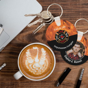 Herzlichen Glückwunsch Feuerwehrmann Flammen Klass Schlüsselanhänger