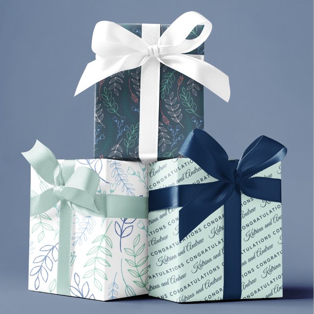 Herzlichen Glückwunsch Floral Wrapping Paper Sheet Geschenkpapier Set (Celebrate a special couple with these personalized wrapping paper sheets! )