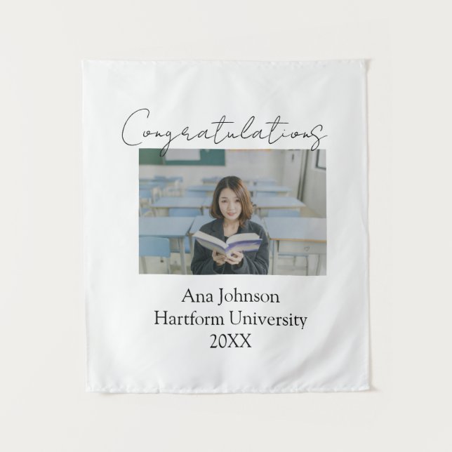 Herzlichen Glückwunsch Foto Absolvent Name Univers Wandteppich (Vorderseite)