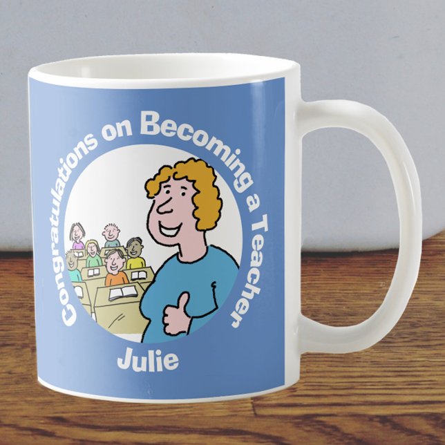 Herzlichen Glückwunsch Frau Lehrerin Kaffeetasse (Von Creator hochgeladen)