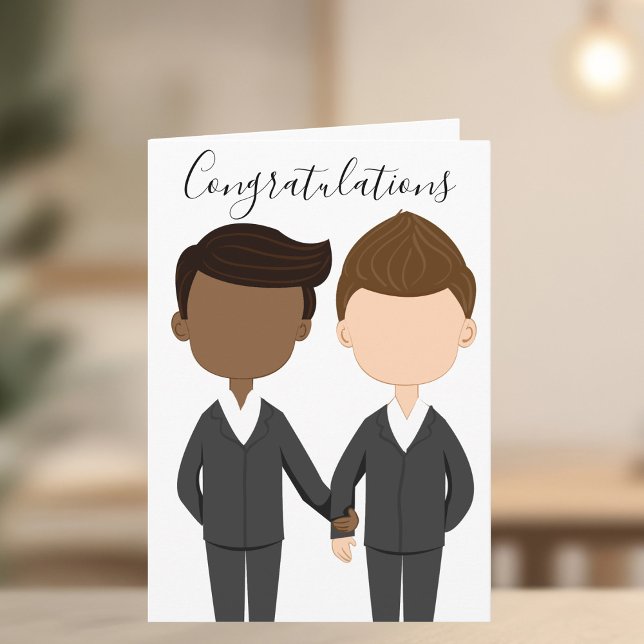 Herzlichen Glückwunsch Gay Wedding Interracial Men Karte (Von Creator hochgeladen)