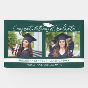 Herzlichen Glückwunsch Grad 2025 Grün-Weiß-Foto Banner