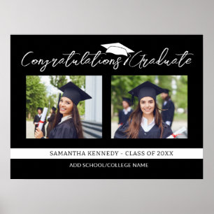 Herzlichen Glückwunsch Grad 2025 Schwarz-Weiß-Foto Poster