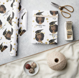 Herzlichen Glückwunsch Grad! Schwarze Frau mit Gra Geschenkpapier