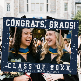 Herzlichen Glückwunsch Grads, blauer Abschlussfoto Poster