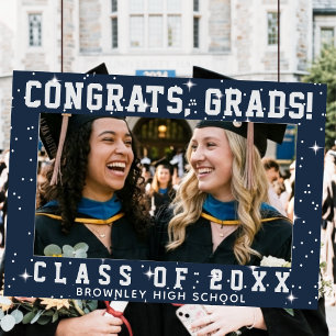 Herzlichen Glückwunsch Grads, blauer Abschlussfoto Poster