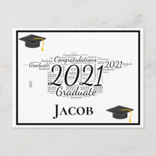 Herzlichen Glückwunsch Graduate 2021 Word Art Postkarte