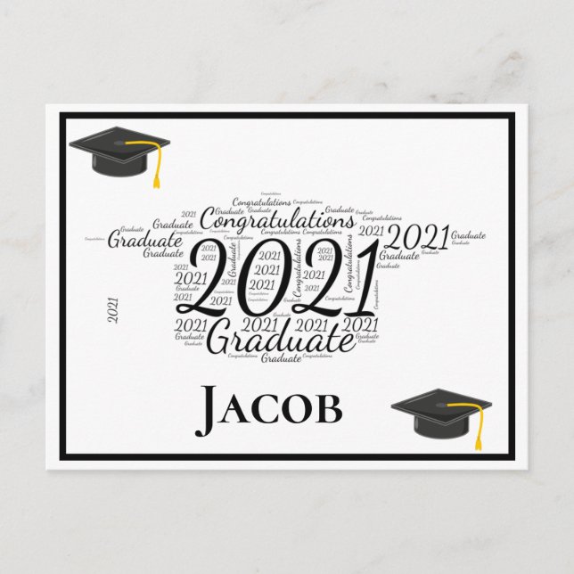 Herzlichen Glückwunsch Graduate 2021 Word Art Postkarte (Vorderseite)