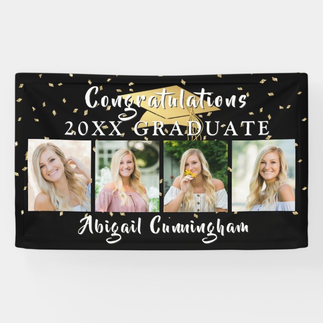 Herzlichen Glückwunsch Graduate 4 Foto Custom Colo Banner (Horizontal)
