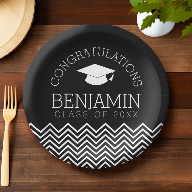 Herzlichen Glückwunsch Graduate Abschluss CAN EDIT Pappteller (Custom Graduation Plates)