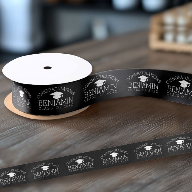 Herzlichen Glückwunsch Graduate Abschluss CAN EDIT Satinband (Custom Ribbon on a Roll - Personalize this ribbon with you text)