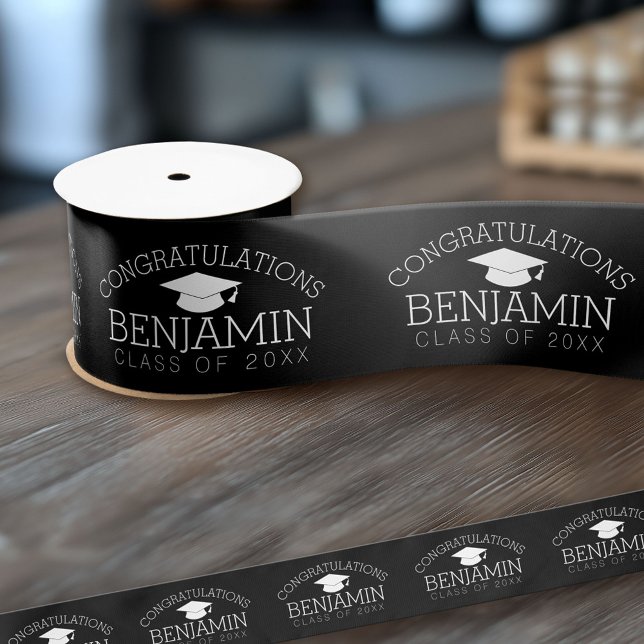 Herzlichen Glückwunsch Graduate Abschluss CAN EDIT Satinband (Custom Graduation Ribbon)