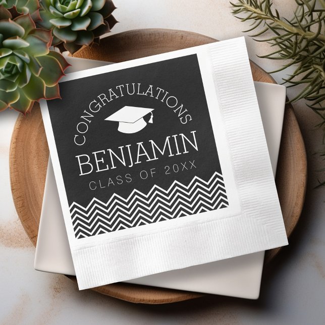 Herzlichen Glückwunsch Graduate Abschluss CAN EDIT Serviette (Custom Graduation Napkins - Personalize these for the Grad Party)