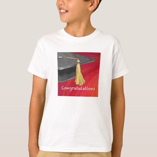 Herzlichen Glückwunsch Graduate Black and Red T-Shirt (Vorderseite)