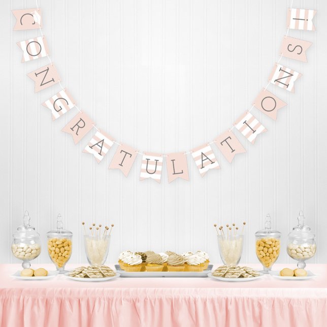 Herzlichen Glückwunsch Graduate Blush Pink Party Wimpelkette (Von Creator hochgeladen)