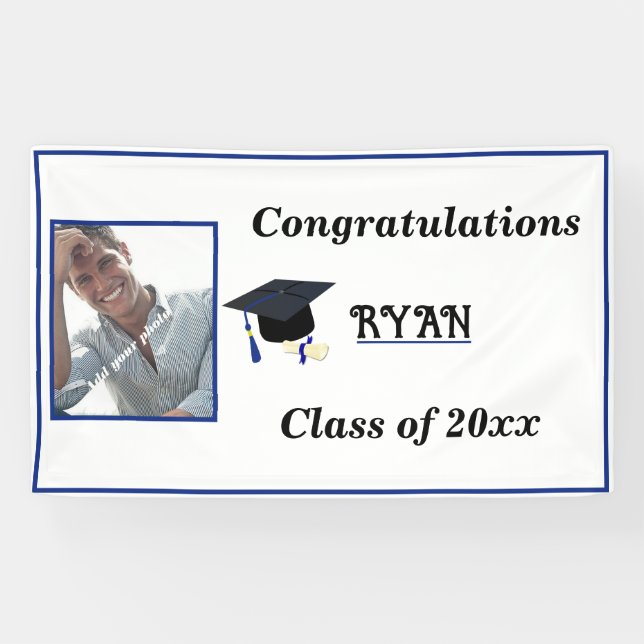 Herzlichen Glückwunsch Graduate Cap Diploma Foto Banner (Horizontal)