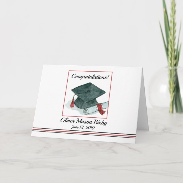 Herzlichen Glückwunsch Graduate Cap Diploma Indivi Karte (Vorderseite)