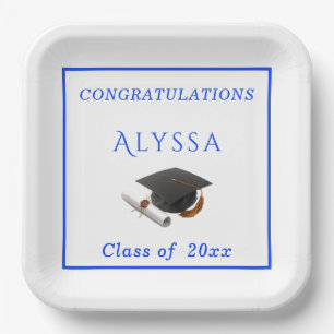 Herzlichen Glückwunsch Graduate Cap & Diploma Pappteller