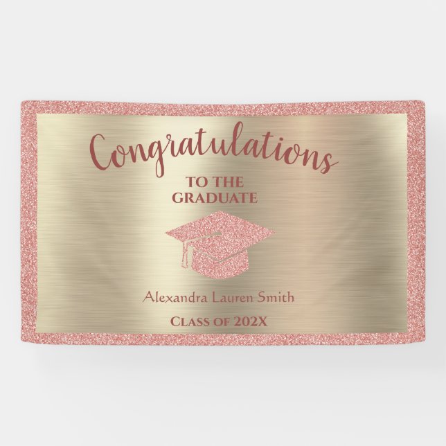 Herzlichen Glückwunsch Graduate Class of 2022 Pink Banner (Horizontal)