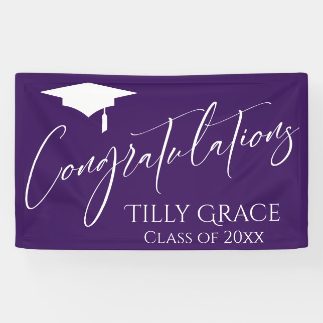 Herzlichen Glückwunsch Graduate Class of Dark Lila Banner (Horizontal)