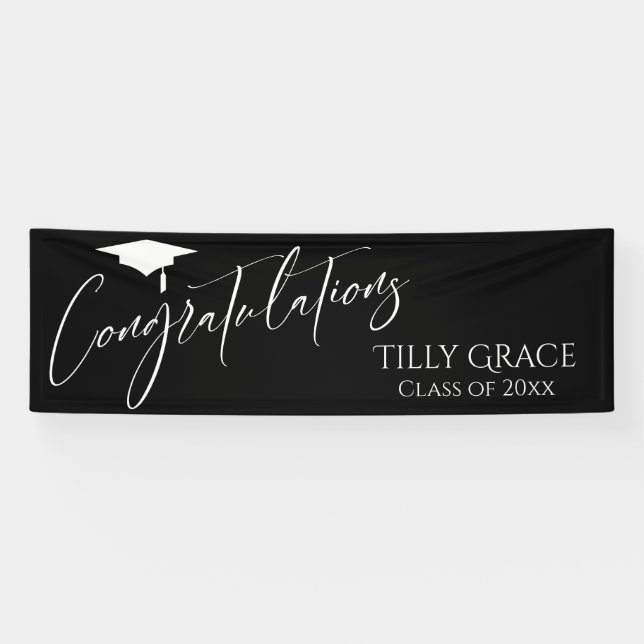 Herzlichen Glückwunsch Graduate Class White on Bla Banner (Horizontal)