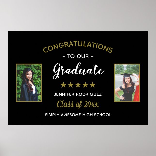 Herzlichen Glückwunsch Graduate Custom 2 Foto Absc Poster (Vorne)