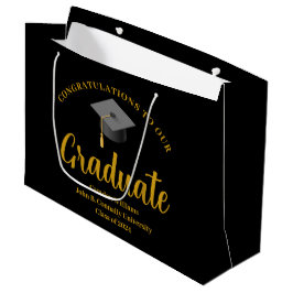 Herzlichen Glückwunsch Graduate Gold Black Chic Cu Große Geschenktüte