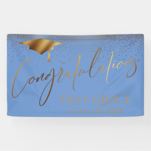Herzlichen Glückwunsch Graduate Gold Confetti Blu Banner