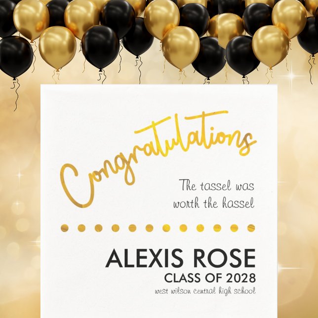 Herzlichen Glückwunsch Graduate Gold Script Paper  Serviette (Von Creator hochgeladen)
