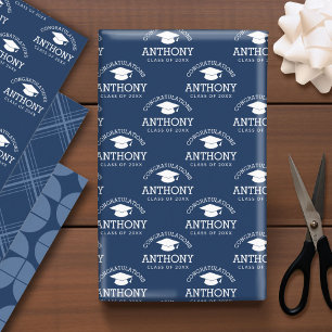 Herzlichen Glückwunsch Graduate Graduation Cap bla Geschenkpapier Set