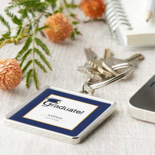 Herzlichen Glückwunsch Graduate, Hat, Tassel, Blue Schlüsselanhänger