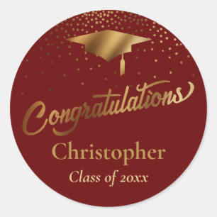 Herzlichen Glückwunsch Graduate, Klasse der Gold B Runder Aufkleber