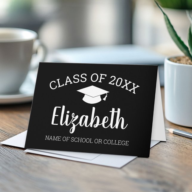 Herzlichen Glückwunsch Graduate Name Script Abschl Karte (Custom, Personalized Graduation Congratulations - Folded Greeting Card)
