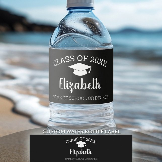 Herzlichen Glückwunsch Graduate Name Script Abschl Wasserflaschenetikett (Custom Graduation Water Bottle Label)