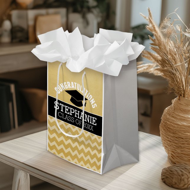 Herzlichen Glückwunsch Graduate - Personalisierter Mittlere Geschenktüte (Custom Gift Bag)