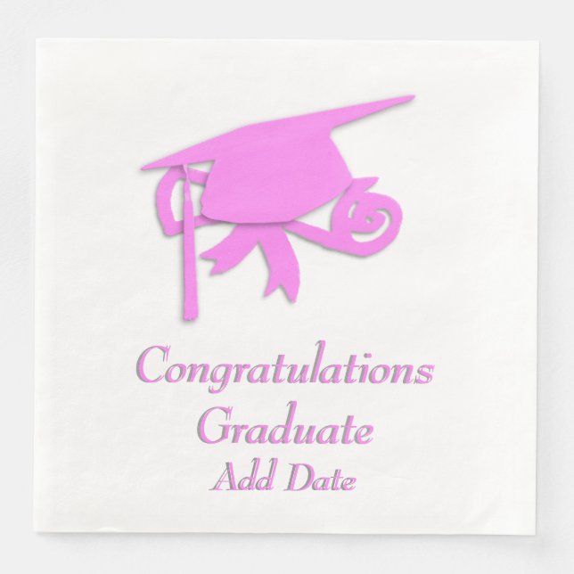 Herzlichen Glückwunsch Graduate Pink Cap Abschluss Serviette (Vorderseite)