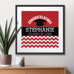 Herzlichen Glückwunsch Graduate - Red Black Abschl Fotodruck<br><div class="desc">Fügen Sie 2018,  2019 oder jedes Jahr,  um dieses skurrile Design zu personalisieren. Dieses kann für jeden Absolventen - Gymnasium,  Uni,  Graduiertenschule,  Meditationsschule oder sogar Fachschule - genutzt werden.</div>