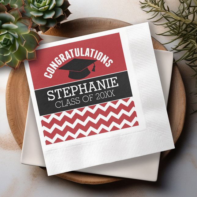 Herzlichen Glückwunsch Graduate - Red Black Abschl Serviette (Custom Graduation Napkins - Personalize these for the Grad Party)