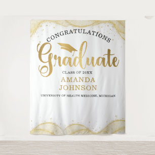 Herzlichen Glückwunsch Graduate White Gold Abschlu Wandteppich