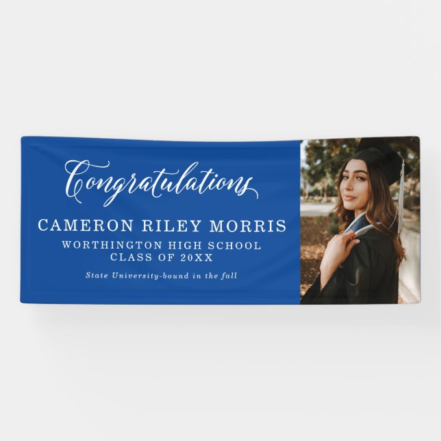 Herzlichen Glückwunsch Graduierung Blue Abschluss  Banner (Horizontal)