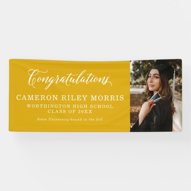Herzlichen Glückwunsch Graduierung einfachen gelbe Banner (Horizontal)