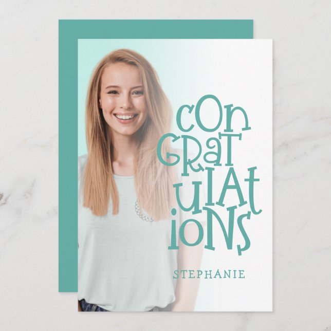 Herzlichen Glückwunsch Grand Foto Aquamarin Gradua (Vorne/Hinten)