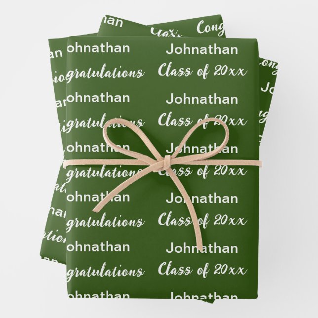 Herzlichen Glückwunsch Grand Name Dark Green Absch Geschenkpapier Set (Beispiel)